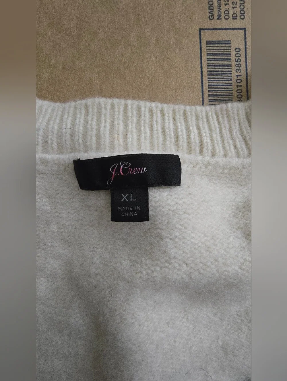 J. Crew Merino Wool Crewneck boyfriend sweater, Navy And Cream, Size XL